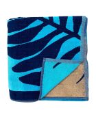 Blaues Harrington Jacquard Velvet Terry XL Strandtuch, 140 x 180 cm