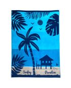 Blaues Harrington Jacquard Velvet Terry XL Strandtuch, 140 x 180 cm