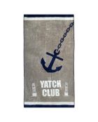 Yacht club grijs jacquard fluwelen badstof strandlaken - 95x170 cm