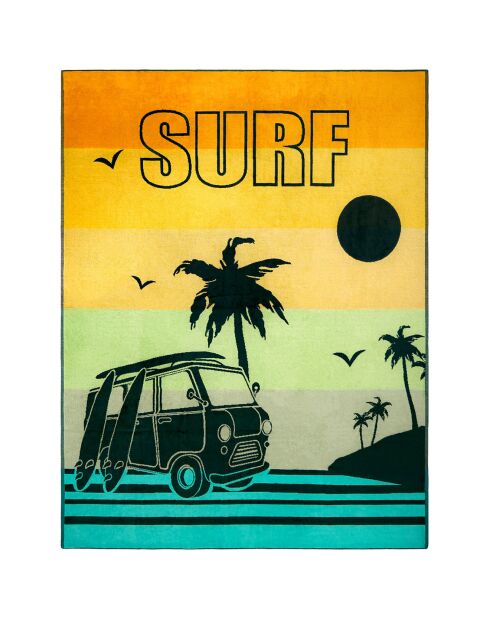Serviette de plage XL éponge velours Jacquard Yari multicolore - 140x180 cm