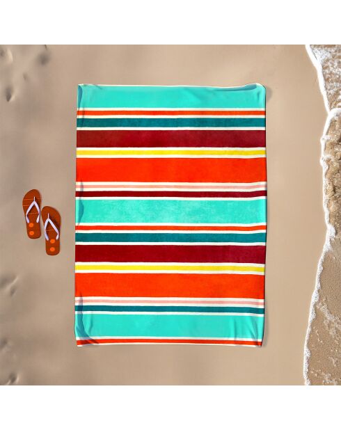 Serviette de plage XL éponge velours Jacquard Malaga multicolore - 140x180 cm