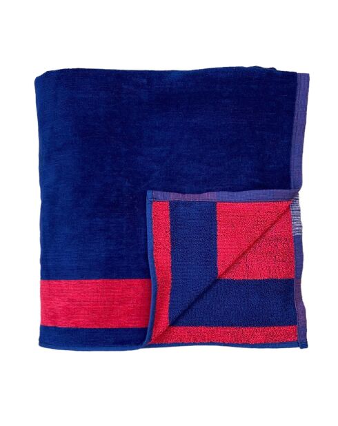 XL blauw Jacquard Conigli strandlaken van fluweel met spons - 140x180 cm