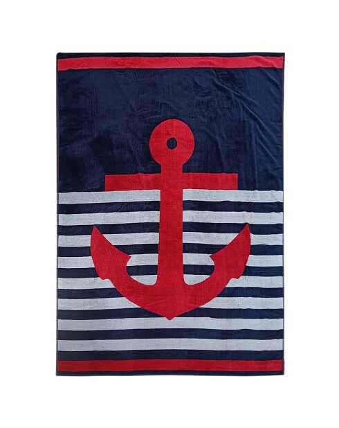 XL blauw Jacquard Conigli strandlaken van fluweel met spons - 140x180 cm