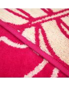 Serviette de plage éponge velours Jacquard Colca rose - 90x170 cm