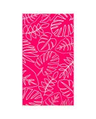 Serviette de plage éponge velours Jacquard Colca rose - 90x170 cm