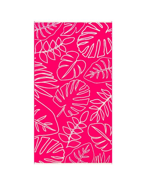 Serviette de plage éponge velours Jacquard Colca rose - 90x170 cm