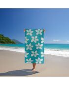 Caracol blaues Jacquard-Samtfrottee-Strandtuch - 90x170 cm