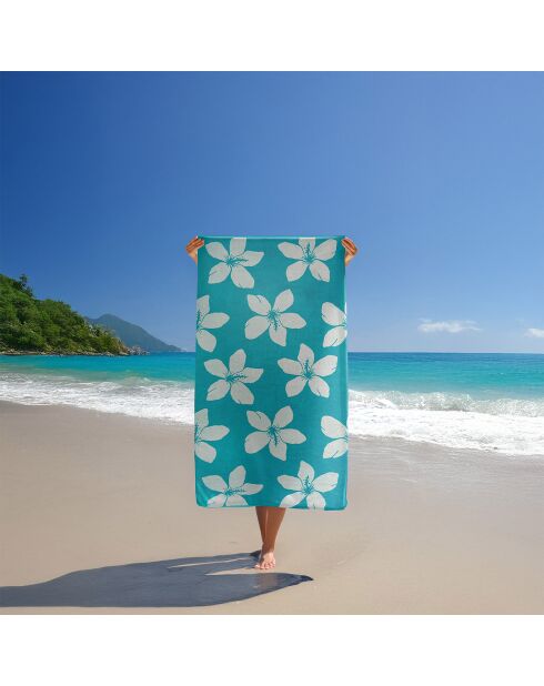 Caracol blaues Jacquard-Samtfrottee-Strandtuch - 90x170 cm