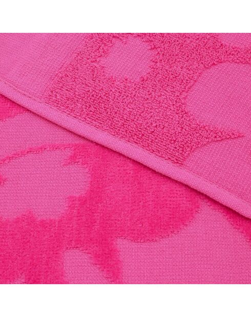 Serviette de plage éponge velours Jacquard ciselé Kervel rose - 90x170 cm