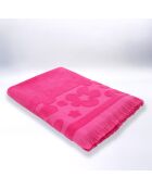 Serviette de plage éponge velours Jacquard ciselé Kervel rose - 90x170 cm