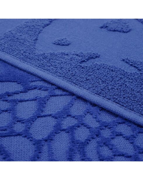 Kelly blauw strandlaken van geciseleerd jacquardfluweel met spons - 90x170 cm