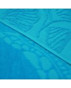 Kumini strandlaken van blauwgebeiteld jacquardfluweel met spons - 90x170 cm
