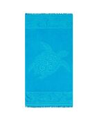 Kumini strandlaken van blauwgebeiteld jacquardfluweel met spons - 90x170 cm