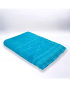 Kumini strandlaken van blauwgebeiteld jacquardfluweel met spons - 90x170 cm