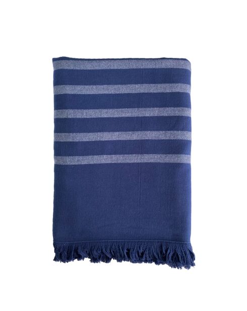 Fouta doublée éponge Alanya XL bleue - 140x180 cm