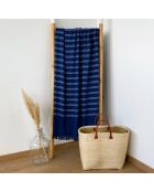 Fouta doublée éponge Alanya XL bleue - 140x180 cm