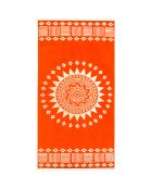 Serviette de plage éponge velours Jacquard Oranza orange - 90x170 cm