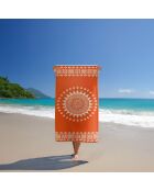 Serviette de plage éponge velours Jacquard Oranza orange - 90x170 cm