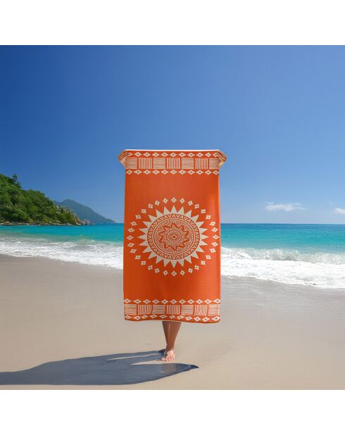 Oranje-oranje jacquard fluwelen badstof strandlaken Oranza - 90x170 cm