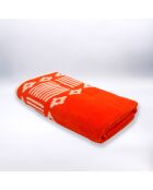 Serviette de plage éponge velours Jacquard Oranza orange - 90x170 cm