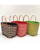 Panier artisanal de plage fibres naturelles rouge - 50x20x35 cm