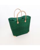 Panier artisanal de plage fibres naturelles vert - 40x25x40 cm