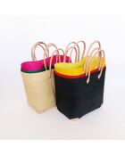 Panier artisanal de plage fibres naturelles vert - 40x25x40 cm