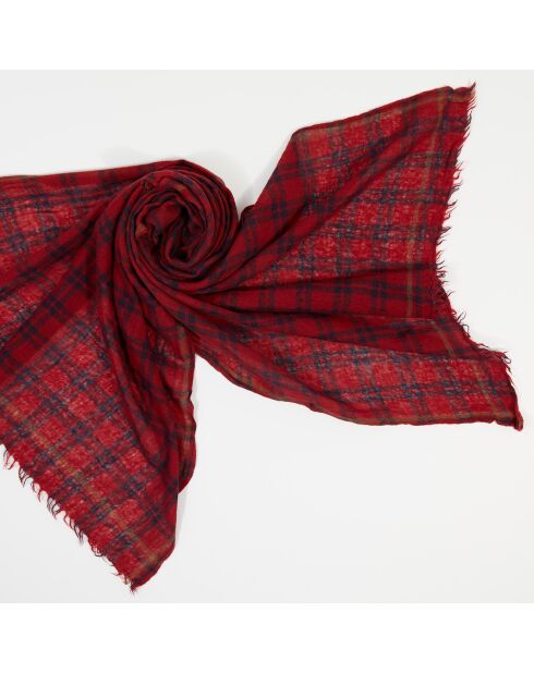 Écharpe 100% Laine à Carreaux Buffalo rouge - 200x80 cm