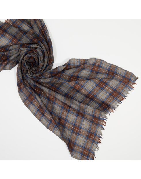 Écharpe 100% Laine à Carreaux beige - 200x80 cm