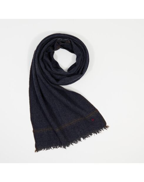 Écharpe 100% Laine à Chevrons marine - 200x40 cm