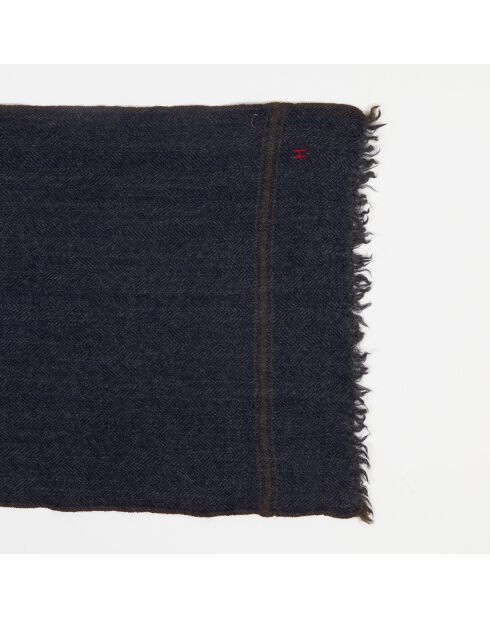 Écharpe 100% Laine à Chevrons marine - 200x40 cm