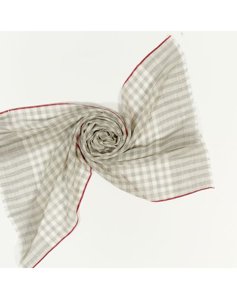 Écharpe 100% Laine Carreaux Vichy gris clair - 200x70 cm