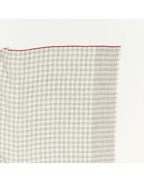 Écharpe 100% Laine Carreaux Vichy gris clair - 200x70 cm
