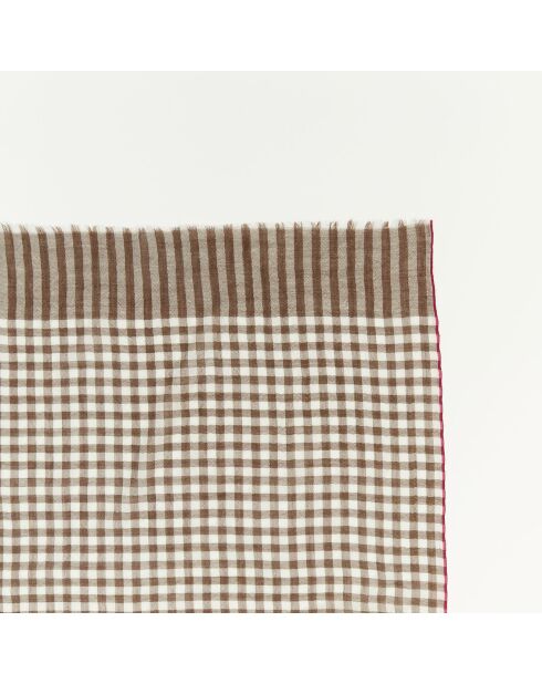Écharpe 100% Laine Carreaux Vichy brun foncé - 200x70 cm