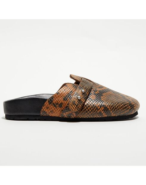 Sabots en Cuir Elvira python brun