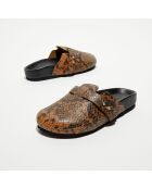 Sabots en Cuir Elvira python brun