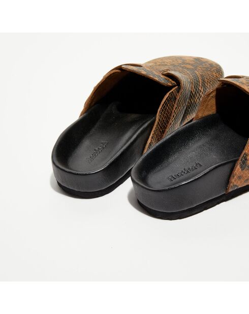 Sabots en Cuir Elvira python brun