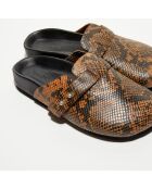 Sabots en Cuir Elvira python brun