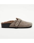 Sabots en Velours de Cuir Angelo taupe foncé