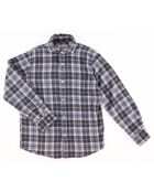 Chemise en Flanelle Paul à carreaux gris/bleu