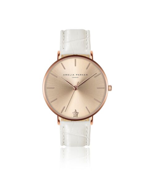 Montre Femme Gold Sky en Cuir blanche