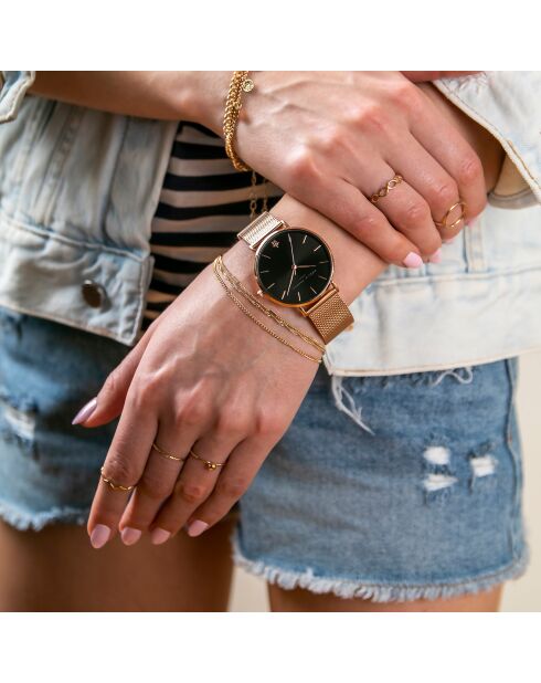 Montre Femme Midnight Moon en Acier rose doré