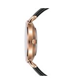 Montre Femme Petite Rose en Cuir noire