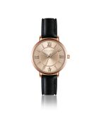 Montre Femme Petite Rose en Cuir noire