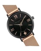 Montre Femme Petite Noir en Acier rose doré