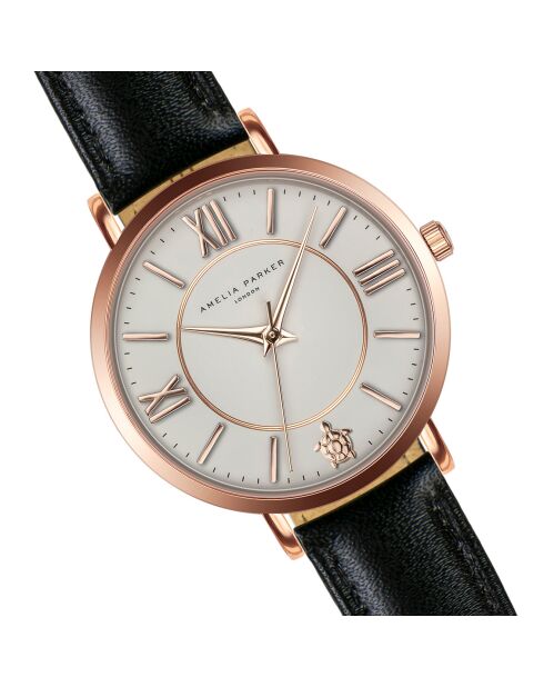 Montre Femme Petite Classique en Cuir noire