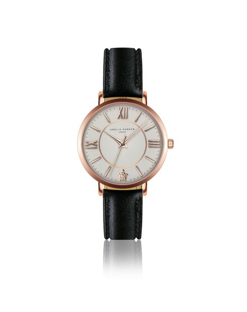 Montre Femme Petite Classique en Cuir noire