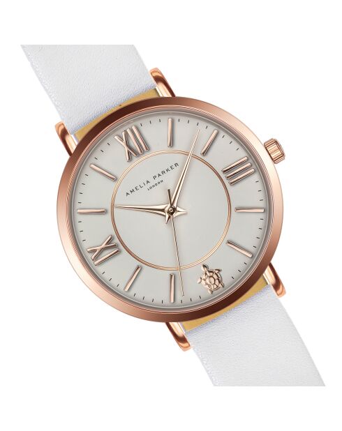 Montre Femme Petite Classique en Cuir blanche