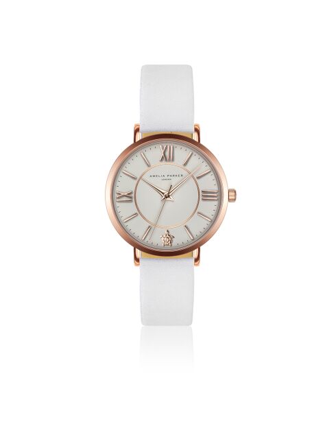 Montre Femme Petite Classique en Cuir blanche