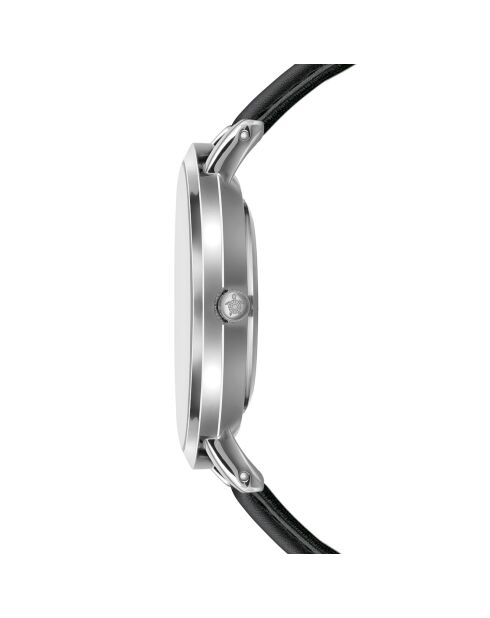 Montre Femme Grand Blanc en Cuir noire